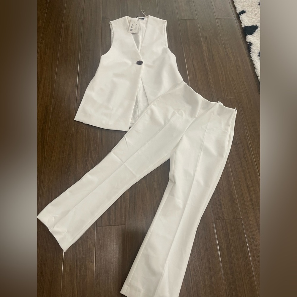 Zara white vest and pants suit